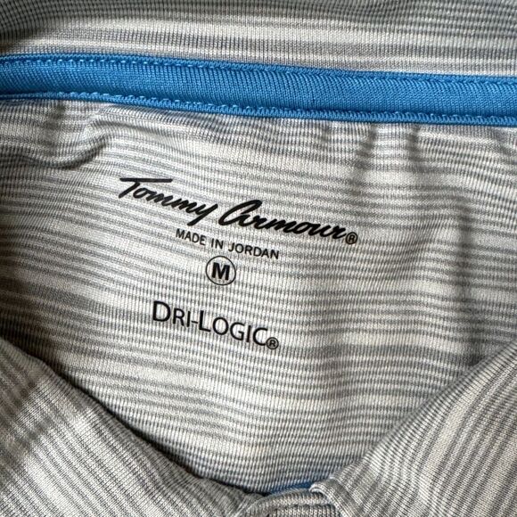 Tommy Armour Dri Logic Golf Polo Shirt Striped Slinky Knit Gray Teal M bv - Picture 4 of 6